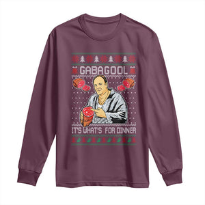 Funny Christmas Mafia Long Sleeve Shirt Gabagool It Is Whats For Dinner Gangster Movie TS11 Maroon Print Your Wear