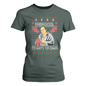 Funny Christmas Mafia T Shirt For Women Gabagool It Is Whats For Dinner Gangster Movie TS11 Dark Forest Green Print Your Wear