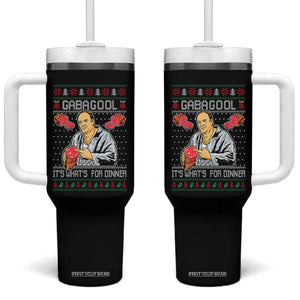 Funny Christmas Mafia Tumbler With Handle Gabagool It Is Whats For Dinner Gangster Movie TS11 One Size: 40 oz Black Print Your Wear