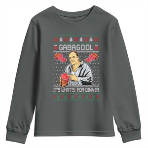 Funny Christmas Mafia Youth Sweatshirt Gabagool It Is Whats For Dinner Gangster Movie TS11 Dark Heather Print Your Wear