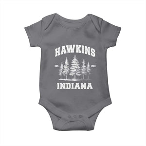 Funny Hawkins Sci Fi Lover Baby Onesie Indiana Strangers Pine Tree TS11 Charcoal Print Your Wear