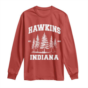 Funny Hawkins Sci Fi Lover Long Sleeve Shirt Indiana Strangers Pine Tree TS11 Red Print Your Wear