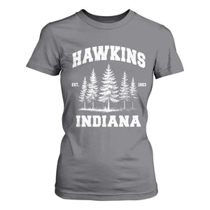 Funny Hawkins Sci Fi Lover T Shirt For Women Indiana Strangers Pine Tree TS11 Charcoal Print Your Wear