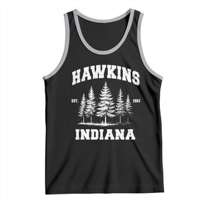 Funny Hawkins Sci Fi Lover Tank Top Indiana Strangers Pine Tree TS11 Black Athletic Heather Print Your Wear