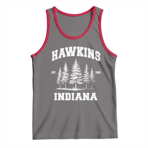 Funny Hawkins Sci Fi Lover Tank Top Indiana Strangers Pine Tree TS11 Deep Heather Red Print Your Wear