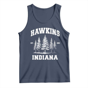 Funny Hawkins Sci Fi Lover Tank Top Indiana Strangers Pine Tree TS11 Navy Print Your Wear