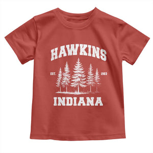 Funny Hawkins Sci Fi Lover Toddler T Shirt Indiana Strangers Pine Tree TS11 Red Print Your Wear