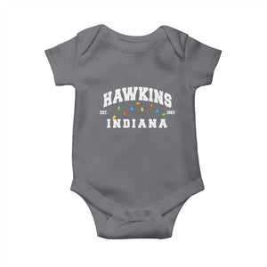 Funny Stranger Christmas Baby Onesie Hawkins Xmas Lights TS11 Charcoal Print Your Wear