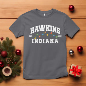 Funny Stranger Christmas T Shirt Hawkins Xmas Lights TS11 Charcoal Print Your Wear
