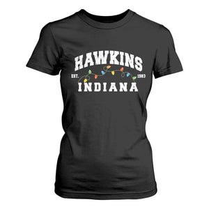 Funny Stranger Christmas T Shirt For Women Hawkins Xmas Lights TS11 Black Print Your Wear