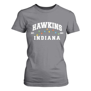 Funny Stranger Christmas T Shirt For Women Hawkins Xmas Lights TS11 Charcoal Print Your Wear