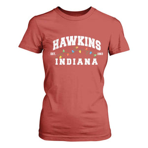 Funny Stranger Christmas T Shirt For Women Hawkins Xmas Lights TS11 Red Print Your Wear