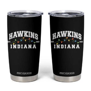 Funny Stranger Christmas Tumbler Cup Hawkins Xmas Lights TS11 Black Print Your Wear