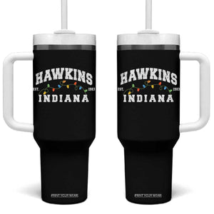 Funny Stranger Christmas Tumbler With Handle Hawkins Xmas Lights TS11 One Size: 40 oz Black Print Your Wear