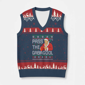 Funny Pass The Gabagool Xmas V-Neck Knit Sweater Vest Italian Food Xmas Mafia Gangster Movie TS11 Navy Red Print Your Wear