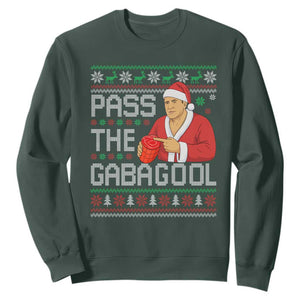 Funny Pass The Gabagool Christmas Sweatshirt Italian Food Xmas Mafia Gangster Movie TS11 Dark Forest Green Print Your Wear