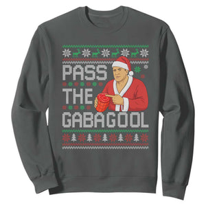 Funny Pass The Gabagool Christmas Sweatshirt Italian Food Xmas Mafia Gangster Movie TS11 Dark Heather Print Your Wear