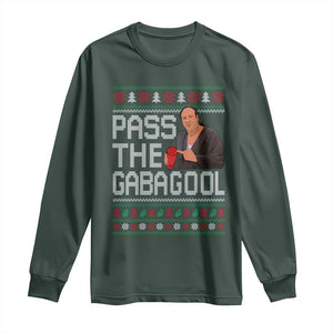Funny Pass The Gabagool Christmas Long Sleeve Shirt Italian Food Xmas Mafia Movie TS11 Dark Forest Green Print Your Wear