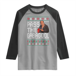 Funny Pass The Gabagool Christmas Raglan Shirt Italian Food Xmas Mafia Movie TS11 Sport Gray Black Print Your Wear