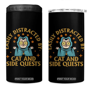 Funny Easily Distracted By Cats And Side Quests 4 in 1 Can Cooler Tumbler RPG Tabletop Gamer TS11 One Size: 16 oz Black Print Your Wear