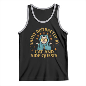 Funny Easily Distracted By Cats And Side Quests Tank Top RPG Tabletop Gamer TS11 Black Athletic Heather Print Your Wear