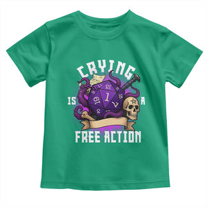 Funny RPG Gamer Crying Is A Free Action Toddler T Shirt Vintage D20 Side Quests Tabletop TS11 Irish Green Print Your Wear