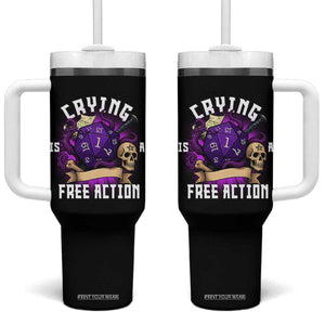 Funny RPG Gamer Crying Is A Free Action Tumbler With Handle Vintage D20 Side Quests Tabletop TS11 One Size: 40 oz Black Print Your Wear