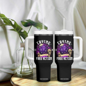 Funny RPG Gamer Crying Is A Free Action Tumbler With Handle Vintage D20 Side Quests Tabletop TS11 Print Your Wear