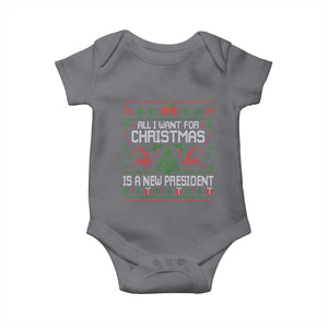 All I Want For Christmas Is A New President Baby Onesie Funny Xmas Political Satire TS11 Charcoal Print Your Wear
