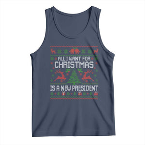 All I Want For Christmas Is A New President Tank Top Funny Xmas Political Satire TS11 Navy Print Your Wear