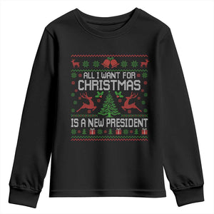 All I Want For Christmas Is A New President Youth Sweatshirt Funny Xmas Political Satire TS11 Black Print Your Wear