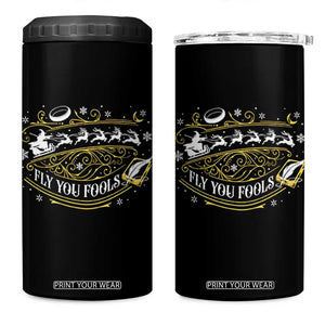 Funny Fly You Fools Christmas 4 in 1 Can Cooler Tumbler Fantasy Movie Wizard Santa Sleigh TS11 One Size: 16 oz Black Print Your Wear