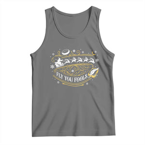 Funny Fly You Fools Christmas Tank Top Fantasy Movie Wizard Santa Sleigh TS11 Black Heather Print Your Wear