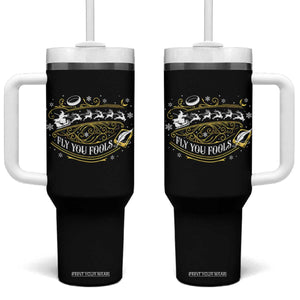 Funny Fly You Fools Christmas Tumbler With Handle Fantasy Movie Wizard Santa Sleigh TS11 One Size: 40 oz Black Print Your Wear