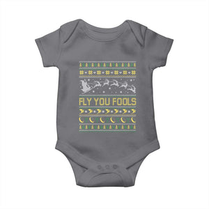 Funny Fly You Fools Christmas Baby Onesie Fantasy Movie Xmas Wizard Santa TS11 Charcoal Print Your Wear