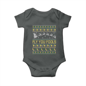 Funny Fly You Fools Christmas Baby Onesie Fantasy Movie Xmas Wizard Santa TS11 Dark Heather Print Your Wear