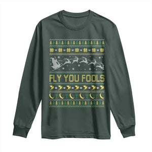 Funny Fly You Fools Christmas Long Sleeve Shirt Fantasy Movie Xmas Wizard Santa TS11 Dark Forest Green Print Your Wear