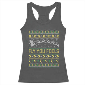 Funny Fly You Fools Christmas Racerback Tank Top Fantasy Movie Xmas Wizard Santa TS11 Dark Heather Print Your Wear