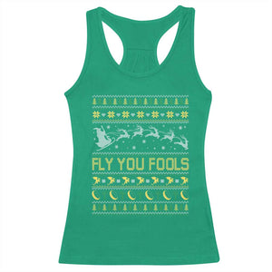 Funny Fly You Fools Christmas Racerback Tank Top Fantasy Movie Xmas Wizard Santa TS11 Irish Green Print Your Wear
