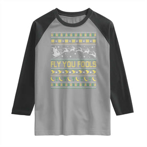 Funny Fly You Fools Christmas Raglan Shirt Fantasy Movie Xmas Wizard Santa TS11 Sport Gray Black Print Your Wear