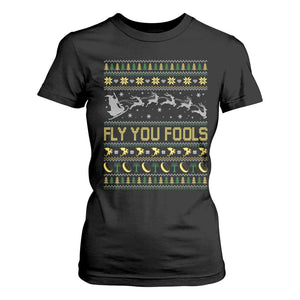 Funny Fly You Fools Christmas T Shirt For Women Fantasy Movie Xmas Wizard Santa TS11 Black Print Your Wear