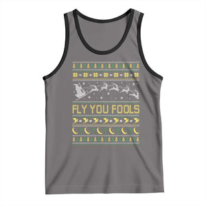 Funny Fly You Fools Christmas Tank Top Fantasy Movie Xmas Wizard Santa TS11 Deep Heather Black Print Your Wear