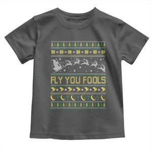 Funny Fly You Fools Christmas Toddler T Shirt Fantasy Movie Xmas Wizard Santa TS11 Dark Heather Print Your Wear