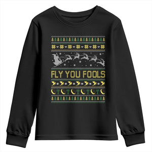 Funny Fly You Fools Christmas Youth Sweatshirt Fantasy Movie Xmas Wizard Santa TS11 Black Print Your Wear