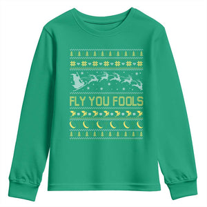 Funny Fly You Fools Christmas Youth Sweatshirt Fantasy Movie Xmas Wizard Santa TS11 Irish Green Print Your Wear