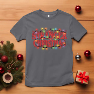 Stranger Christmas T Shirt Funny Xmas Alphabet Neon Lights Movie TS11 Charcoal Print Your Wear