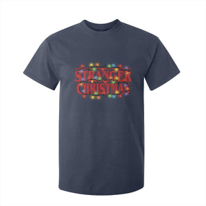 Stranger Christmas T Shirt For Kid Funny Xmas Alphabet Neon Lights Movie TS11 Navy Print Your Wear