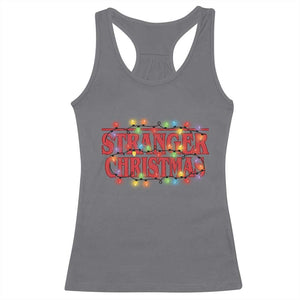 Stranger Christmas Racerback Tank Top Funny Xmas Alphabet Neon Lights Movie TS11 Charcoal Print Your Wear