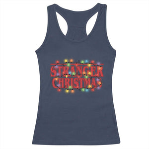 Stranger Christmas Racerback Tank Top Funny Xmas Alphabet Neon Lights Movie TS11 Navy Print Your Wear
