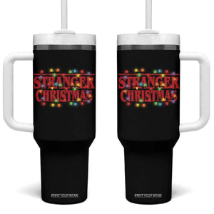 Stranger Christmas Tumbler With Handle Funny Xmas Alphabet Neon Lights Movie TS11 One Size: 40 oz Black Print Your Wear